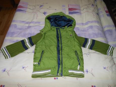 Zelená bundička next s pletenými rukávmi 98, next,98