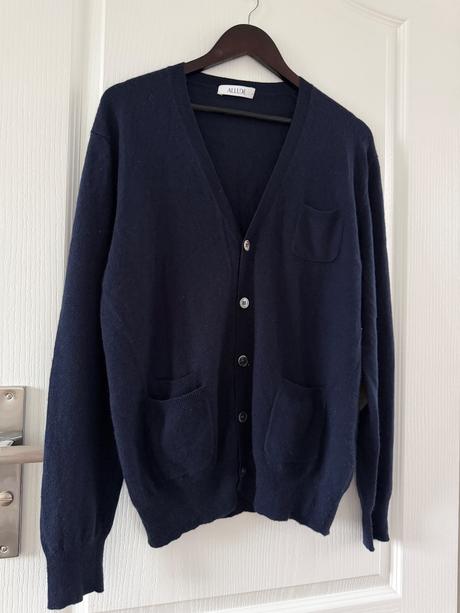 Kašmírový kardigan allude v námorníckej farbe, l