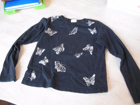 Dievčenské tričko čierne s motýľami, 122/128, cherokee,122