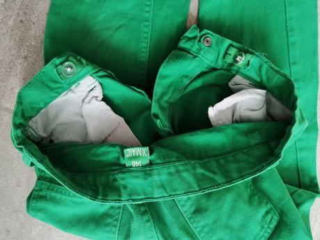 Zelené džínsy v140, 9-11r.,čistá bavlna, 140