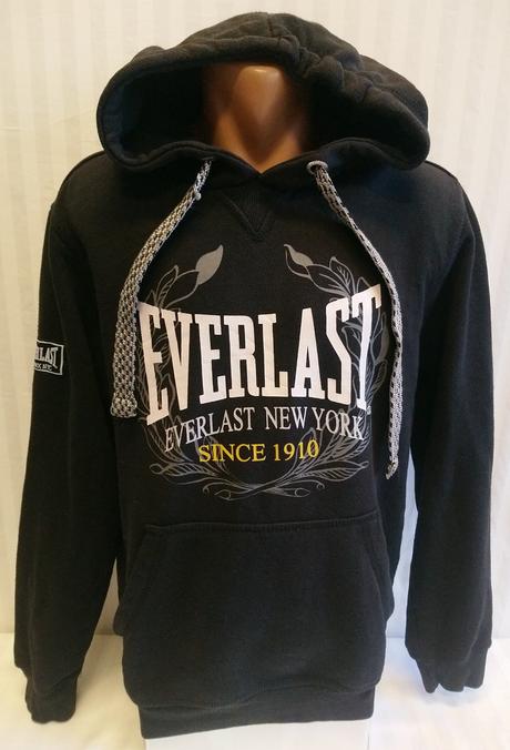 Pánska čierna mikina klokanka, motív, everlast, m, m