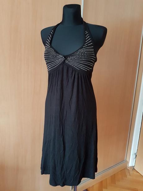 Krásne padavé čierne spoločenské šaty vel.38, 38