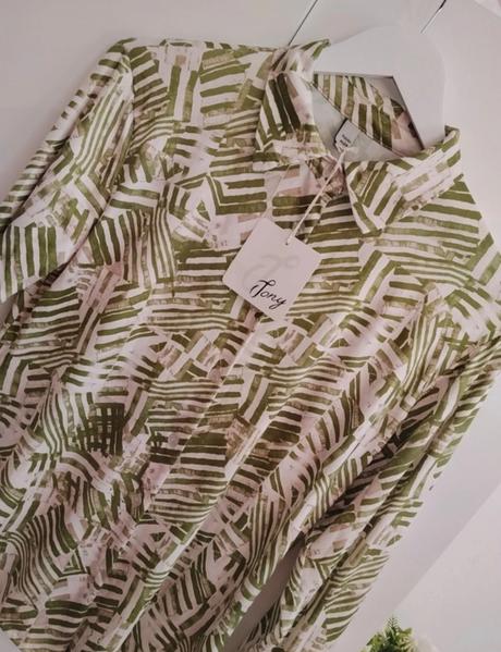 Elegantná vzorovaná blúzka v zelených tónoch, 38 / 40 / l / m