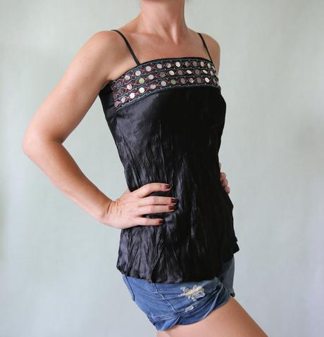 Saténový top s výšivkou papaya xs-s, papaya,xs