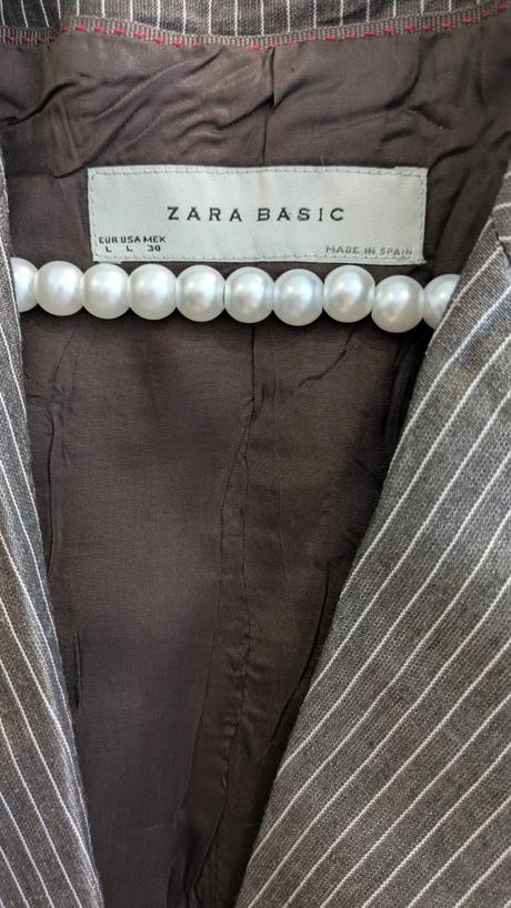 Tmavosivé pásikavé sako zara, zara,l