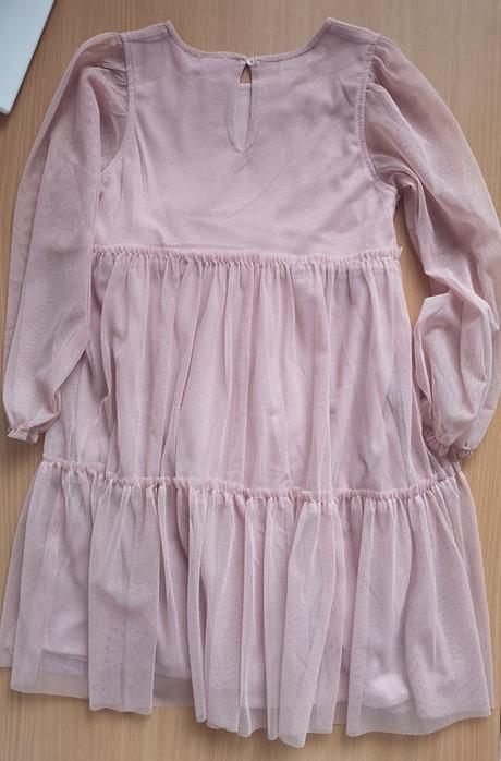 Ružové tylové šaty s trblietkami, lindex,122