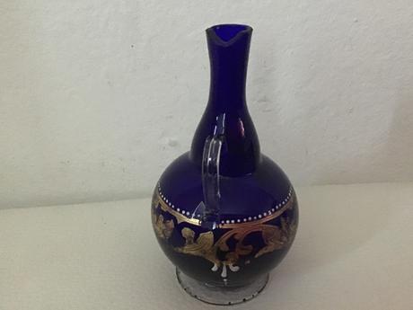 Retro vazička modrá, výška cca 11 cm, 