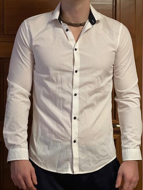 Pánska biela košeľa slim fit, h&m,m