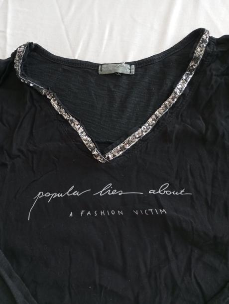 Čierne tričko s glitkamy, l