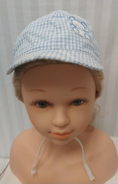 Detská modro biela čiapočka s mackom, italy, 48 cm, <50