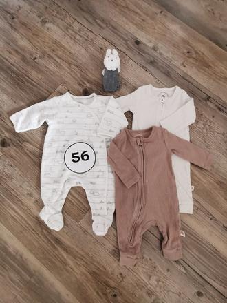 Pyžamká biele a hnedé f&f a dupačky baby club, f&f,56