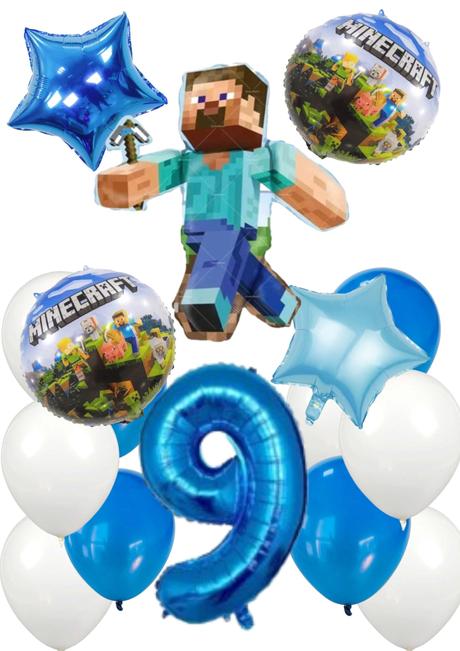 Balóny minecraft- steve 85cm aj meč- až 15/16/17ks,