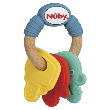 Nuby wooden & silicone hryzátko kľúče 3m+, 