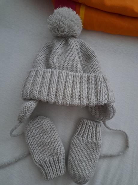 Novorodenec čiapka s rukavicami na zimu, h&m,56