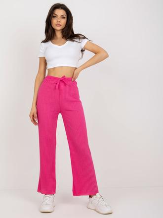 Dámske široké rebrované úpletové nohavice pink,
