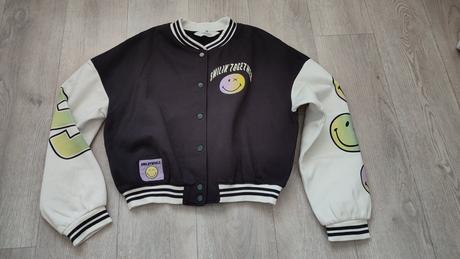 Bejzbalová bunda smiley world, h&m,146