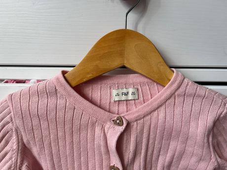 Bledoružový bavlnený sveter na gombíky, f&f, 98, f&f,98
