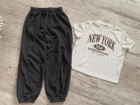 Teplaky + tricko vel 152, 140–152