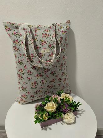 Taška kvety na bežovej, 