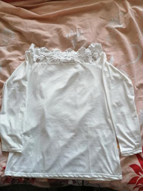Biele tričko s čipkou, l