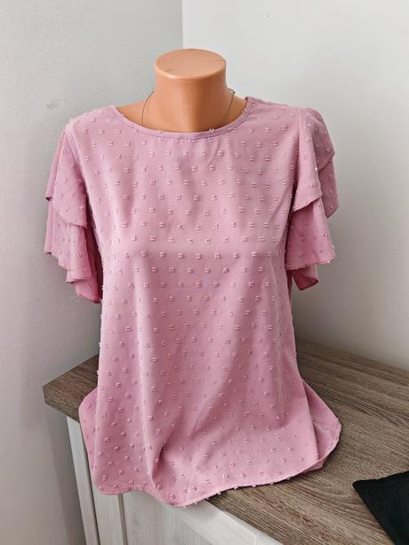 Pudrová ružová blúzka, tričko m,l sadne, m