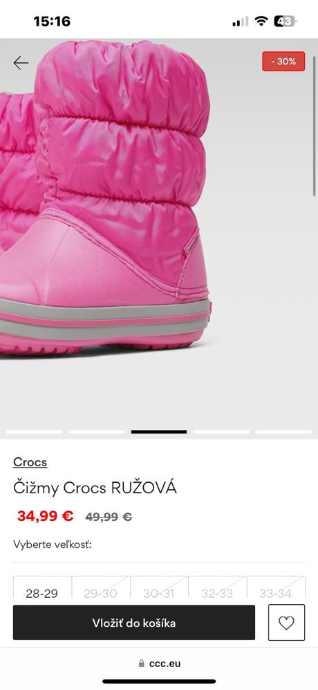 Zimne ružové crocs topánky 25, crocs,25