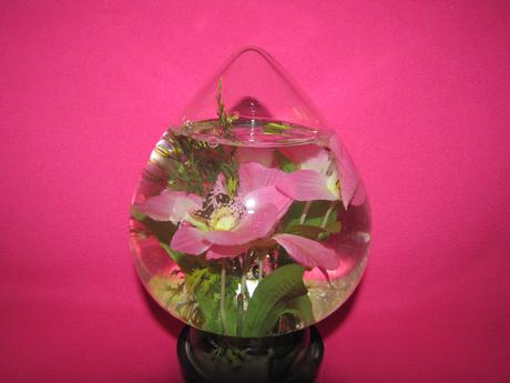 Retro ťažítko s kvetom v skle, 