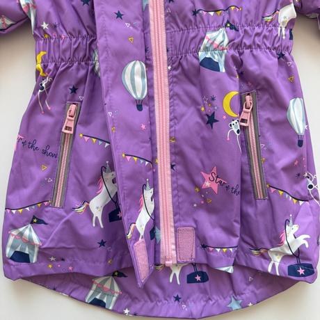 Dievčenská prechodná bunda unicorn fialová, 116