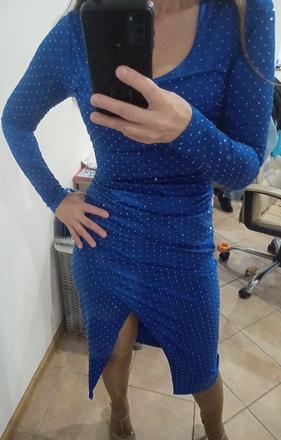 Modré spoločenské šaty, s