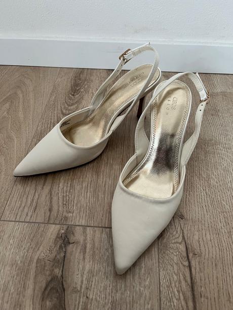 Krémové ivory svadobné topánky asos, 37