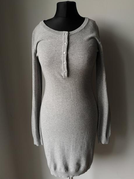 Sivé šaty s gombíkmi s dlhým rukávom bonprix, bonprix,s