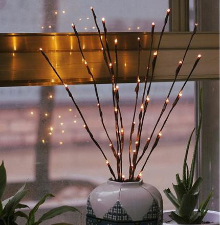 Osvetlenie vetvy 60 cm, 20 led, teplá biela 2 ks,