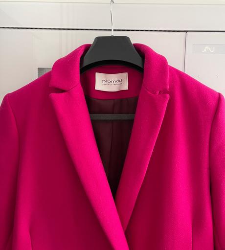 Elegantný fuchsiový kabát promod 75 percent vlna, promod,m