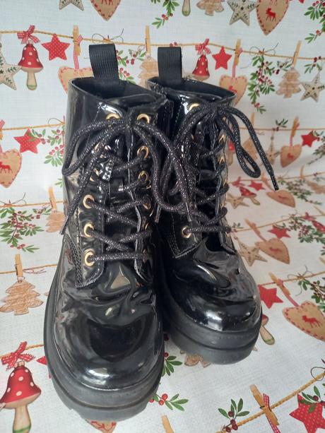 Dievčenské členkové lakované čižmy, h&m,30