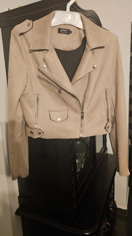 Krátka crop bunda semišová, only,m