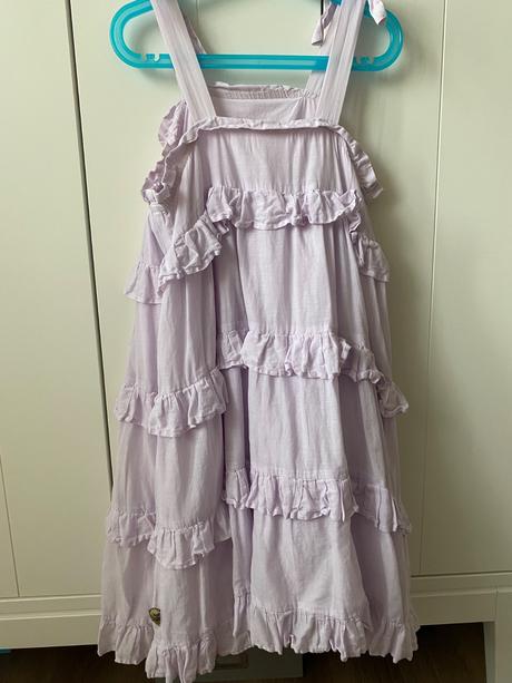 Fialove volánove saty, pompdelux,128