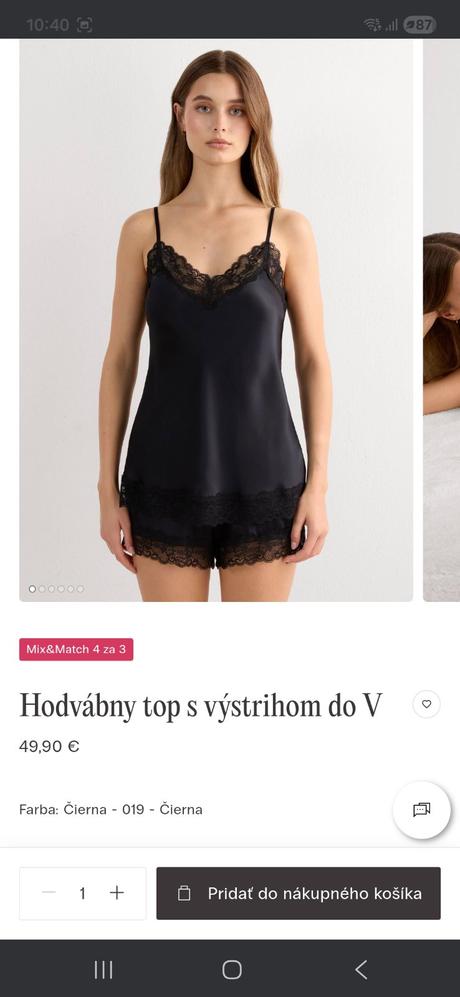 Hodvábny top a šortky, intimissimi,l