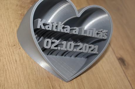 3d tabuľka srdce - svadba, 