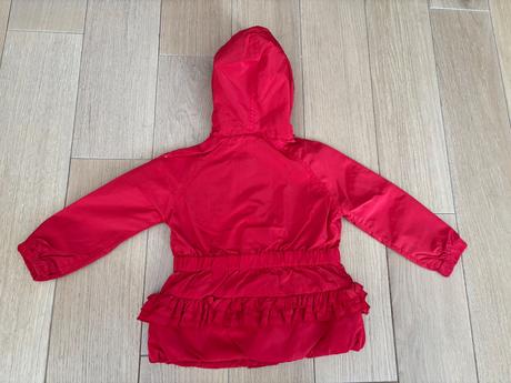 Krasna tenšia bunda primigi zdobena volanikom, primigi,80