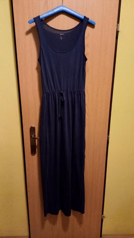 Tmavomodré bavlnené šsty s rozparkom 38/40, l