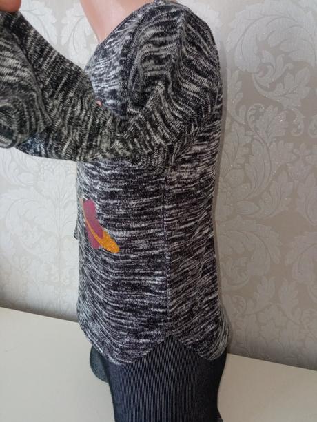 Dievčenský melírovaný sveter s potlačou (98-104), h&m,98