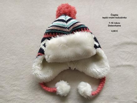 Teplá čiapka s kožušinou 7-10 rokov, debenhams,140