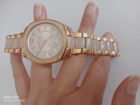 Michael kors mk4135 tortola rose gold & beige crys, michael kors