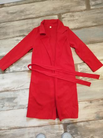 Prechodný červený kabátik s opaskom 158/164, 158