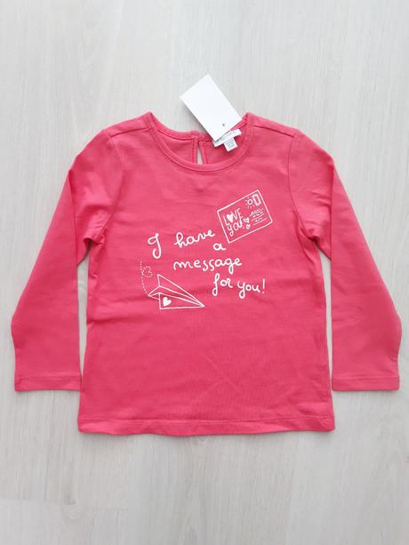 Dievčenské lososové tričko s potlačou (18-24 mes.), fagottino,86