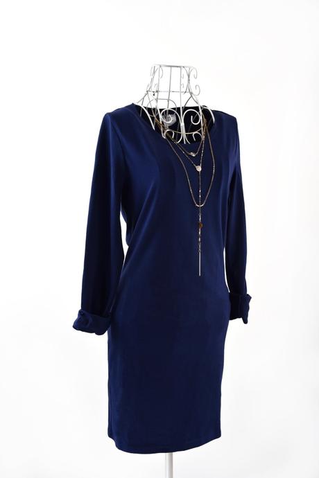 H&m tmavomodre saty s dlhym rukavom s, h&m,s