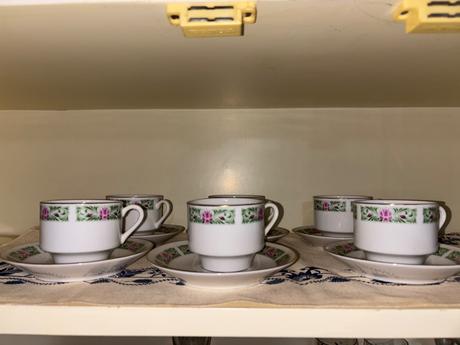 Retro kávová súprava z čínskeho porcelánu (6+6),
