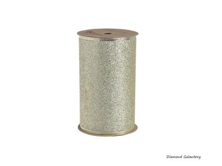 Stuha brokátová - 127 mm - zlatá s drôtom, 