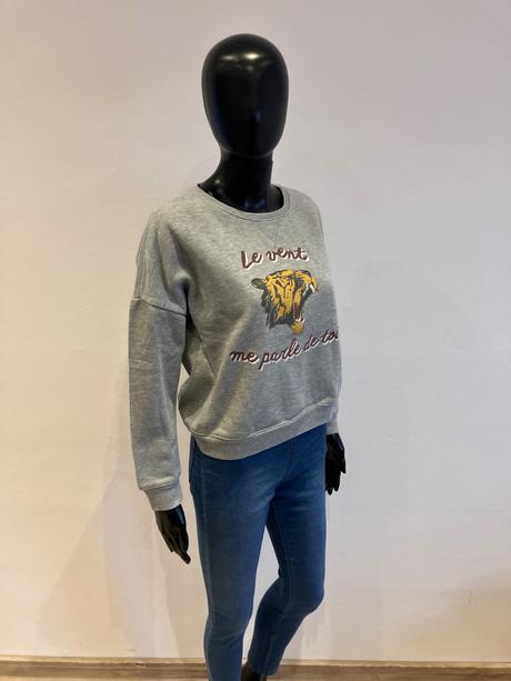 Dámska mikina s potlačou a nápisom sivá (s), s