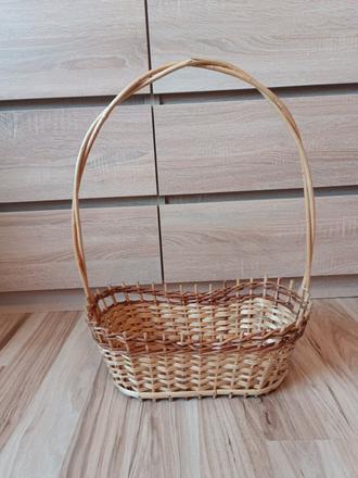 Prútený košík s rúčkou - prírodný štýl, 